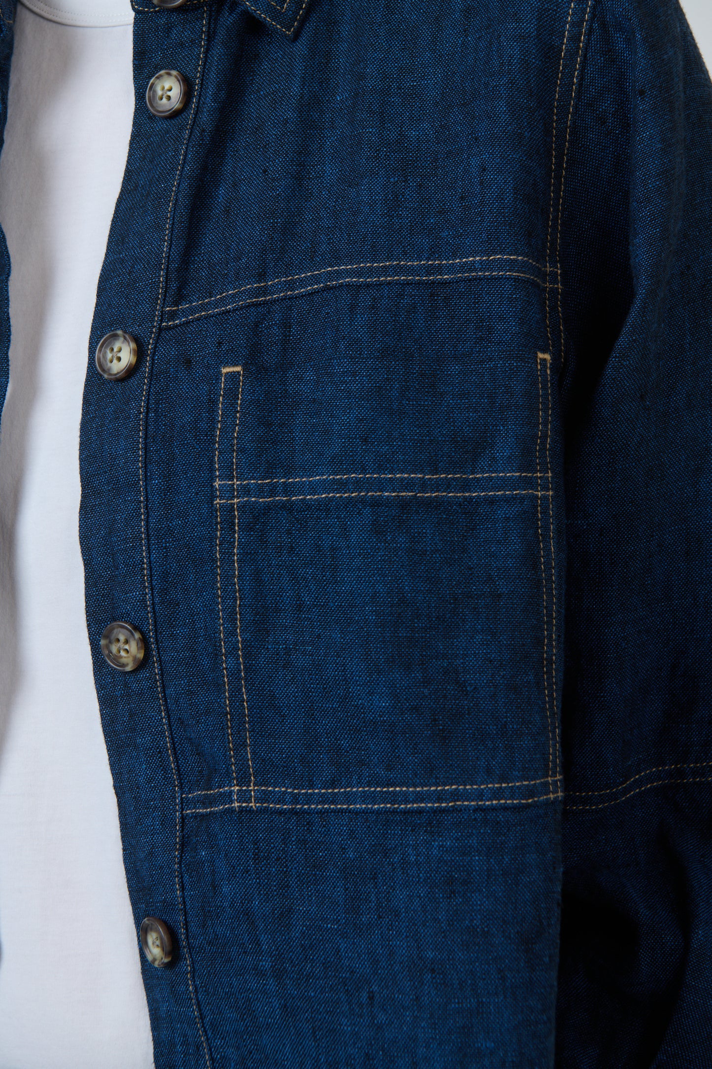 GA 598 Cropped Linen 3/4 Shirt
