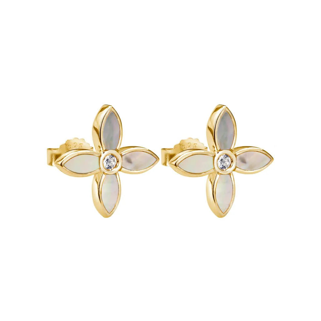Desert Flower Floral Stud Gold