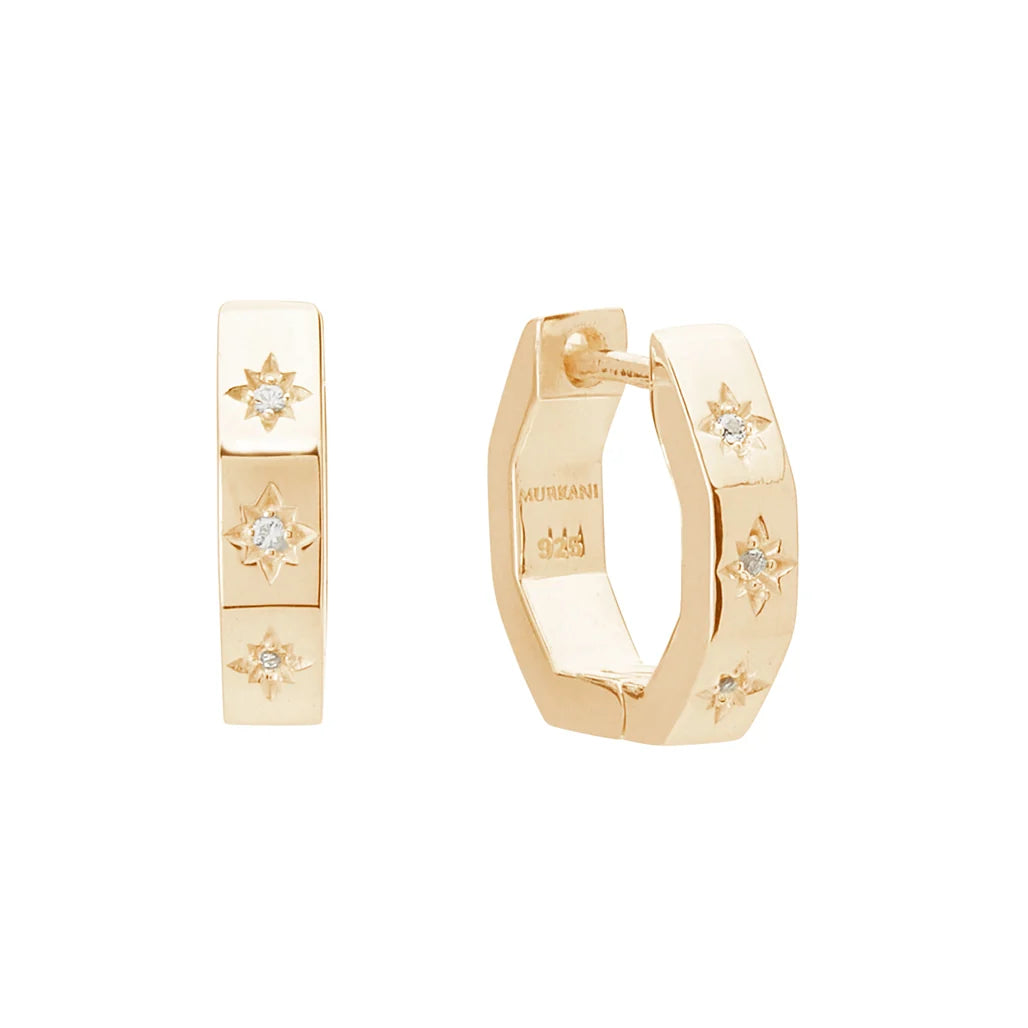 Octagonal Huggies with White Topaz