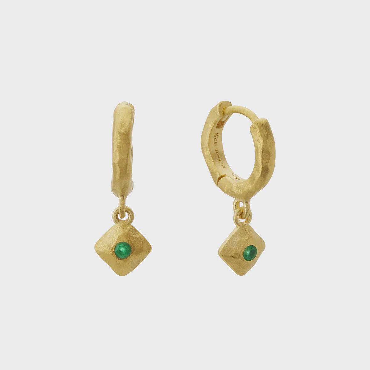 Wandering Soul Green Onyx Huggie - Gold