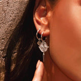 Sahara Small Hoop Earrings Sterling Silver/White Topaz