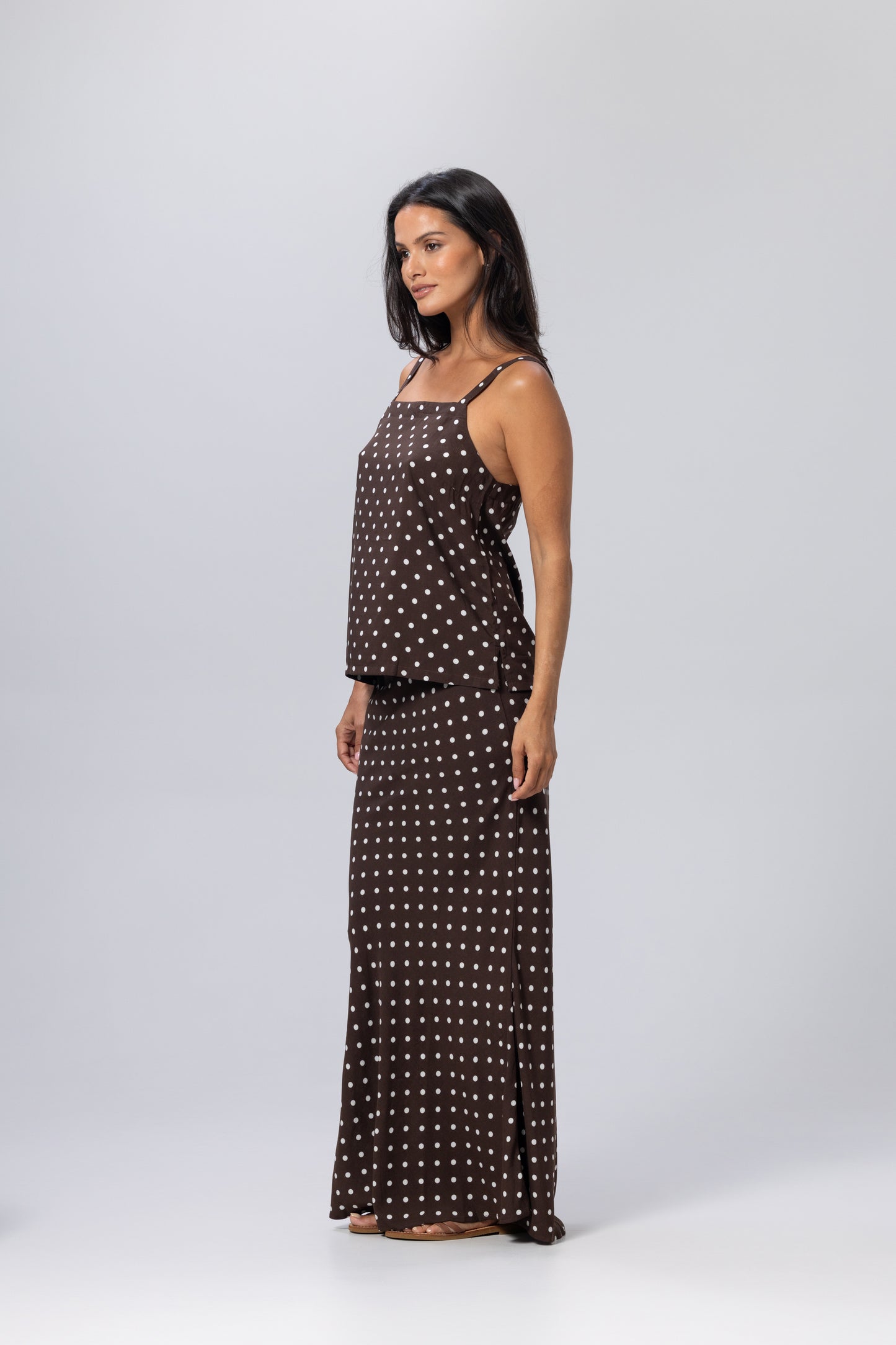 Nina Top Espresso Polka Dot