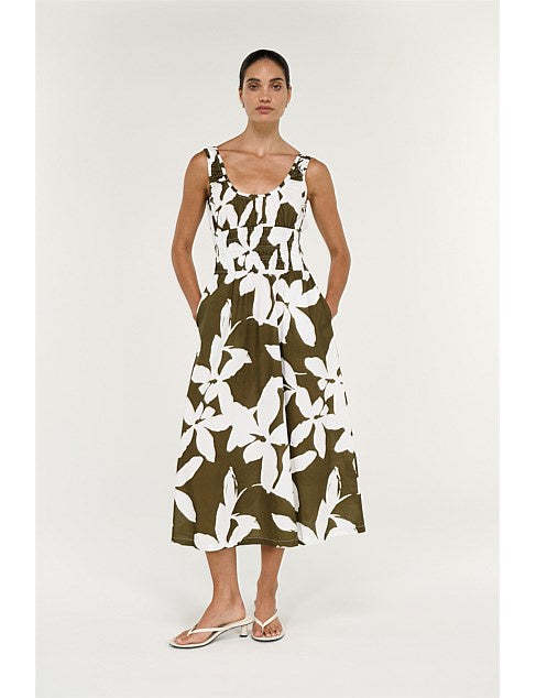 Liora Shirred Midi Dress