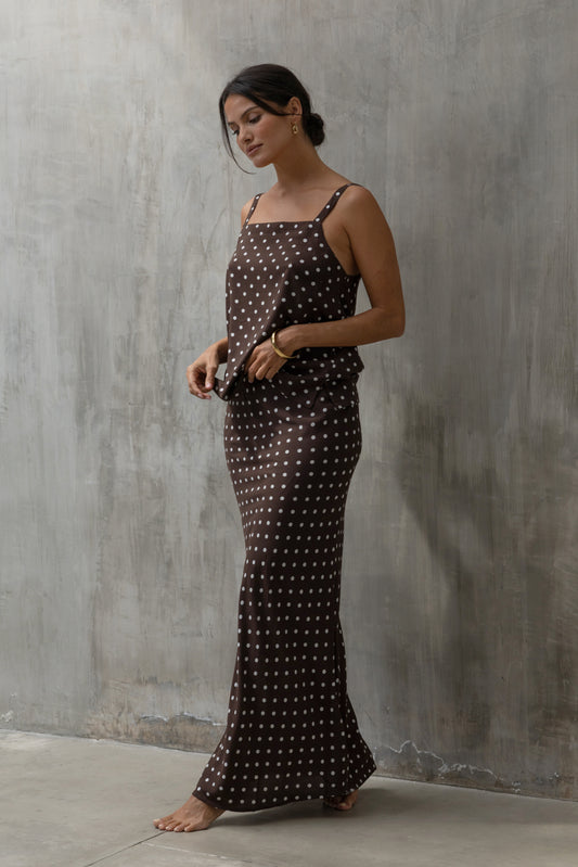 Nina Top Espresso Polka Dot