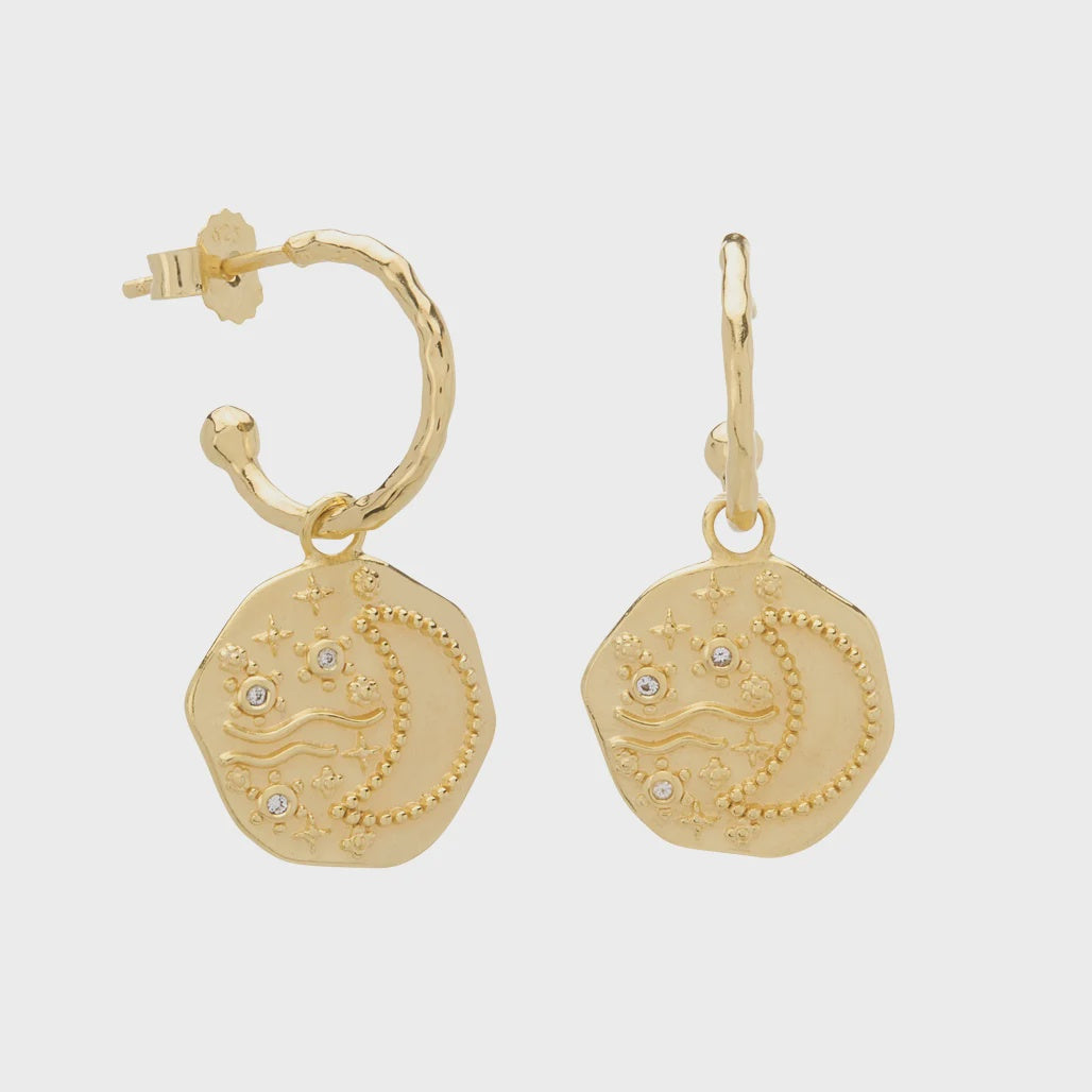 Night Sky Pendant Hoop Earrings