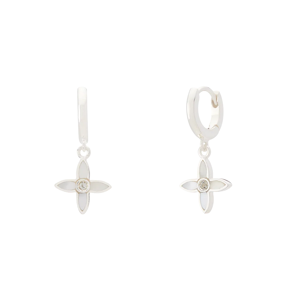 Desert Flower Huggie Silver