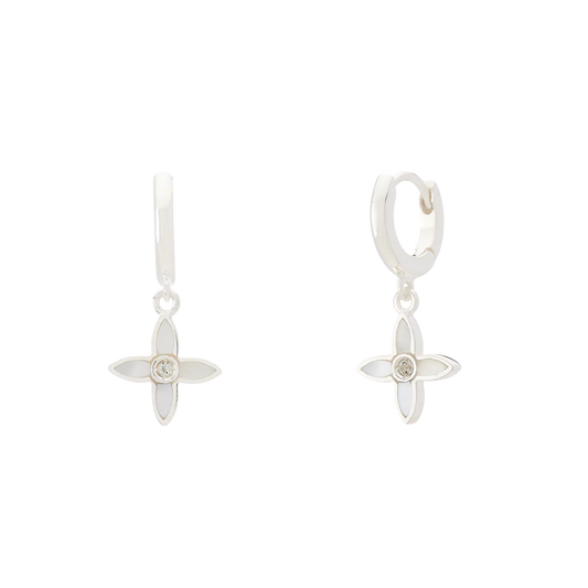 Desert Flower Huggie Silver