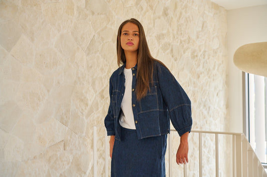GA 598 Cropped Linen 3/4 Shirt
