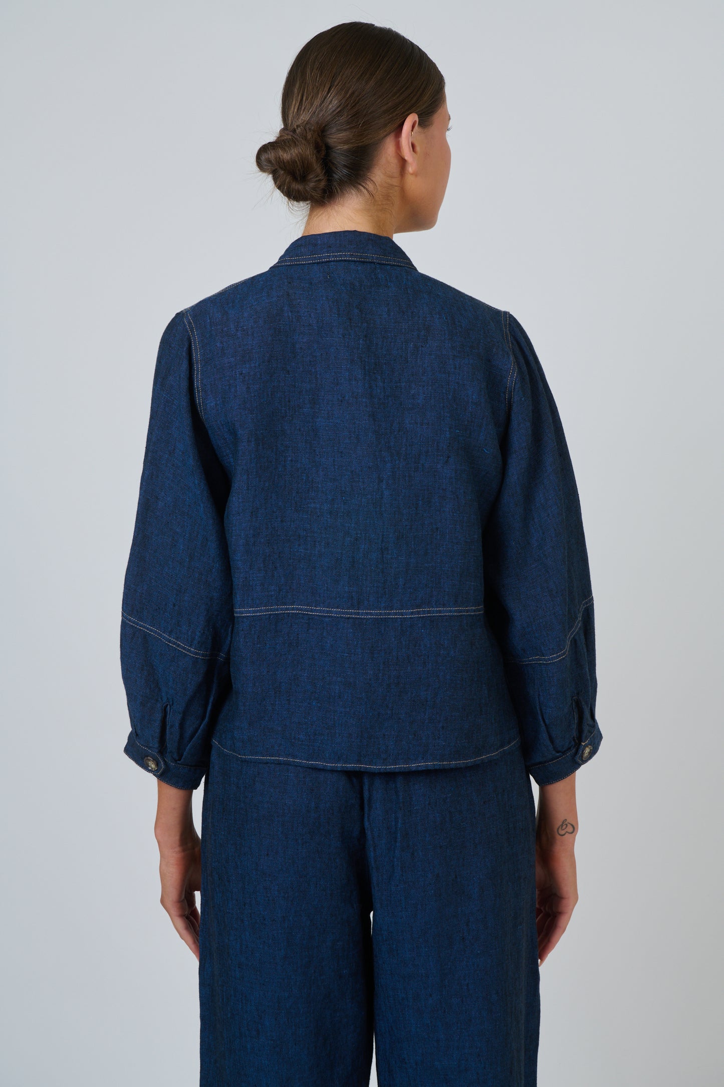 GA 598 Cropped Linen 3/4 Shirt
