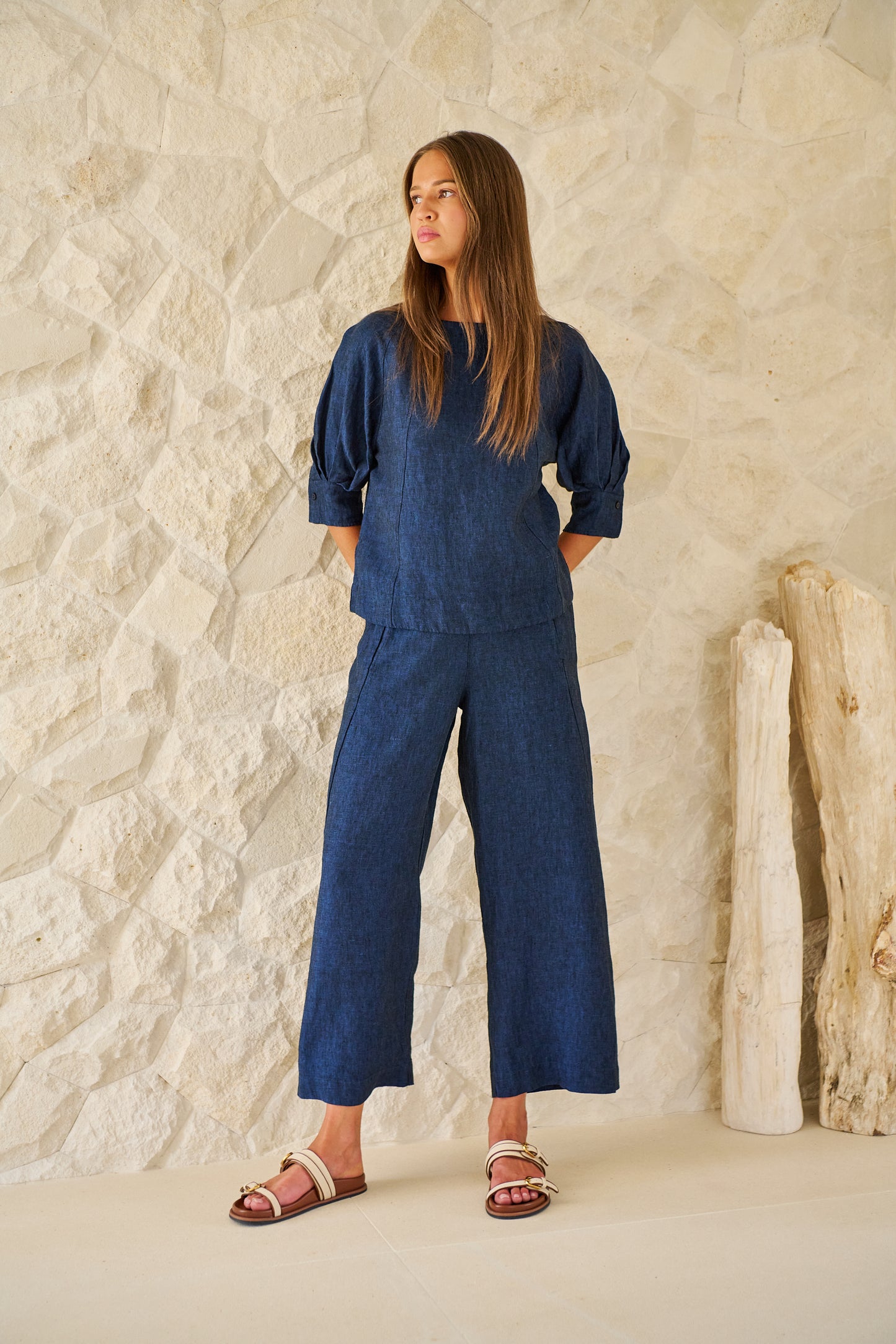 GA398 Linen Wide-Leg Trouser