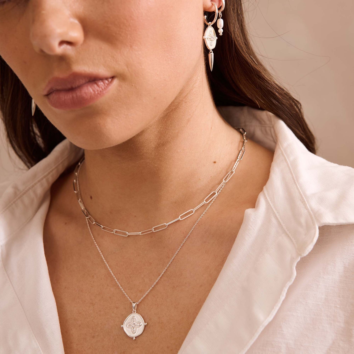 Sahara Medallion Necklace -  Silver