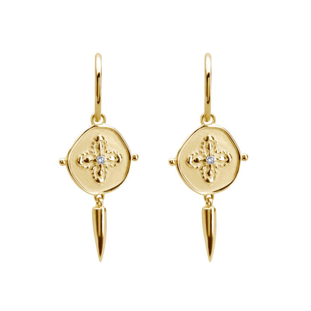 Sahara Small Hoop Earrings 18KT Gold Plate/White Topaz