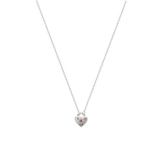 Love You Small Heart Necklace - Silver
