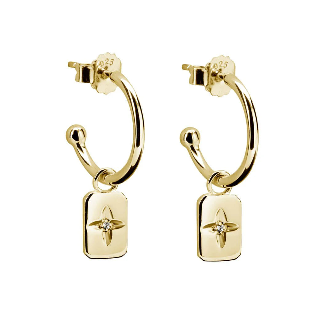 Desert Flower Rectangle Eearing - Gold
