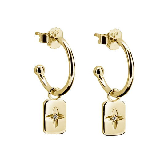 Desert Flower Rectangle Eearing - Gold