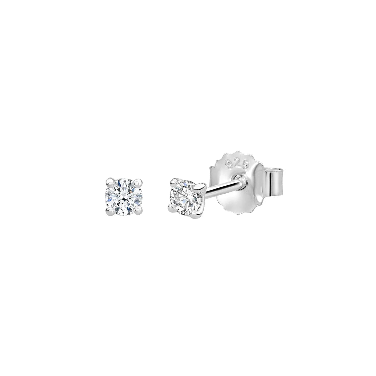 Small Studs 3mm White Topaz Stone Sterling Silver
