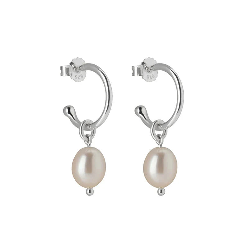 Small Hoop With Pearl Drop Earrings