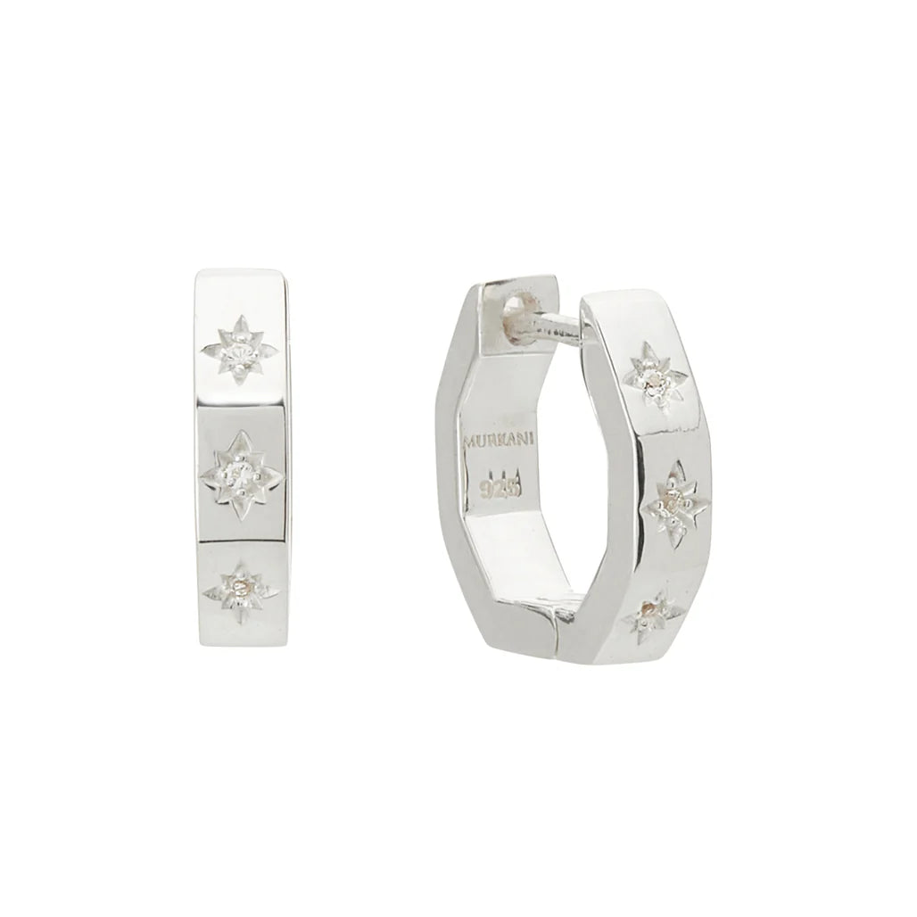 Octagonal Huggies with White Topaz