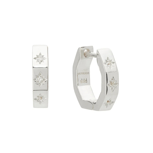 Octagonal Huggies with White Topaz