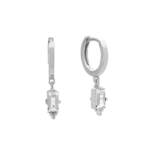 Huggie Hanging White Topaz Silver