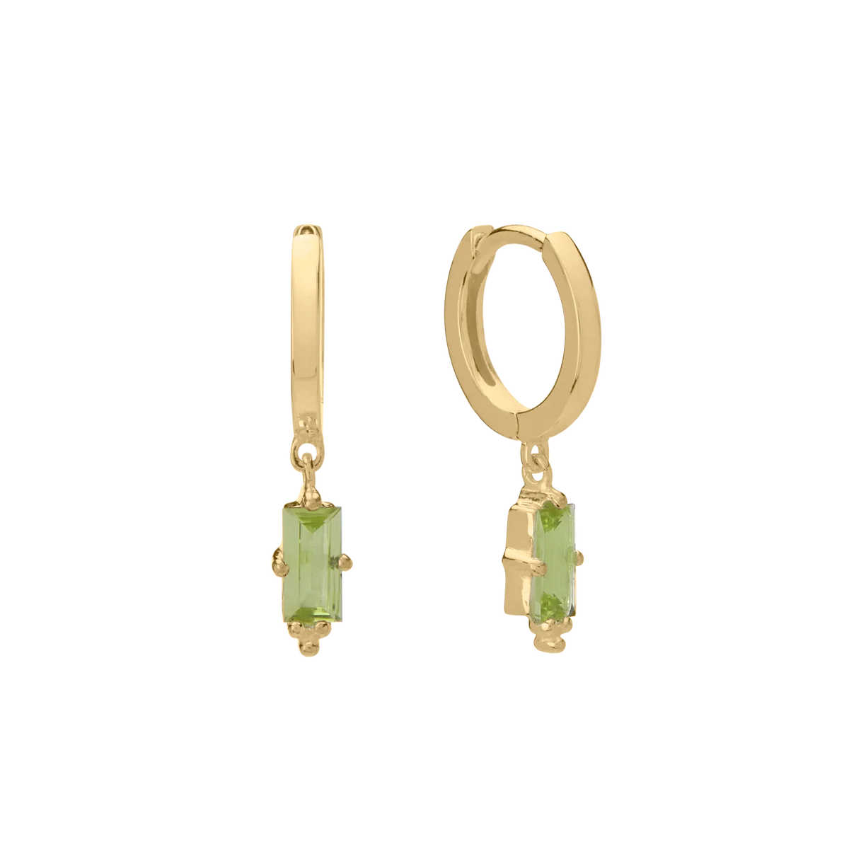 Huggie With Hanging Peridot Baguette