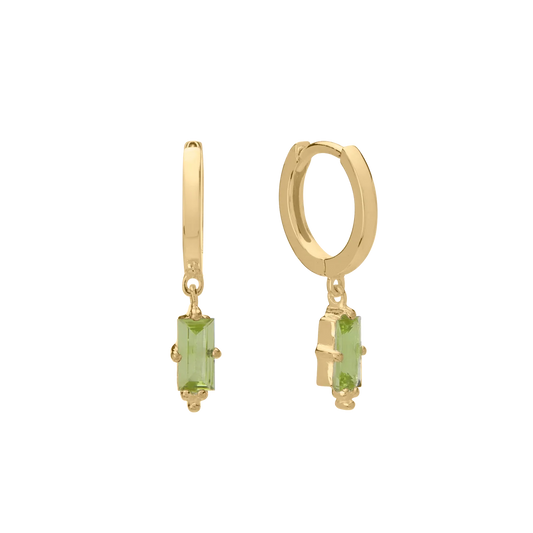 Huggie With Hanging Peridot Baguette