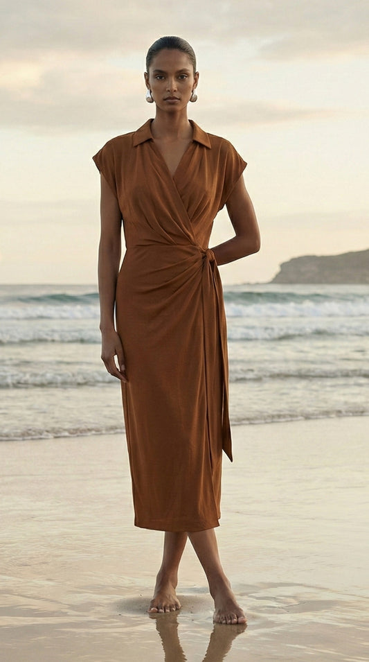 Solene Wrap Midi Dress