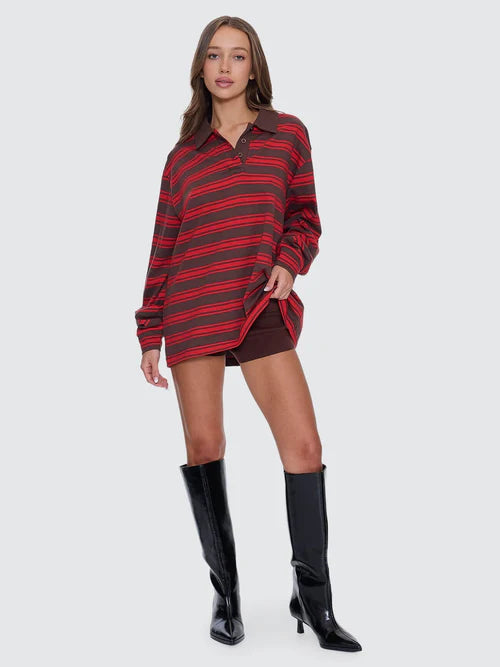 Conditions Apply Stripe Long Sleeve Polo