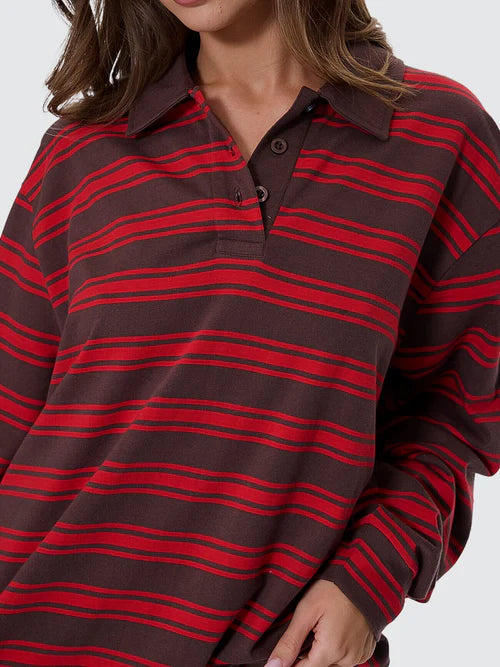 Conditions Apply Stripe Long Sleeve Polo