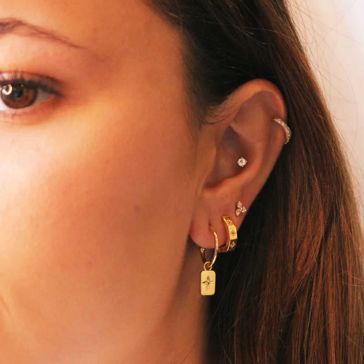 Desert Flower Rectangle Eearing - Gold