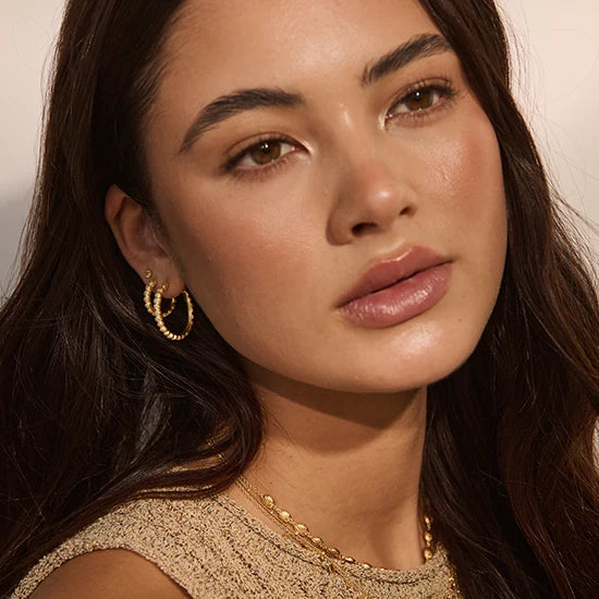 Soul Protector Shell Hoop Earrings - Gold