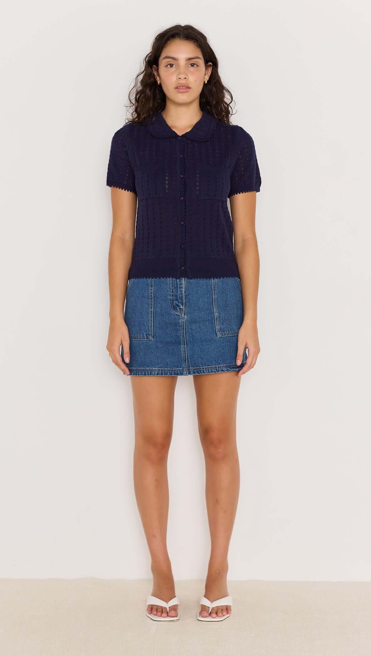 Lila Pointelle Knit Tee