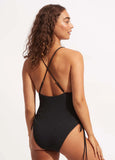 Scoop Neck Drawsting Side One Piece