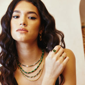 Maya Gold Stacking Ring - Emerald